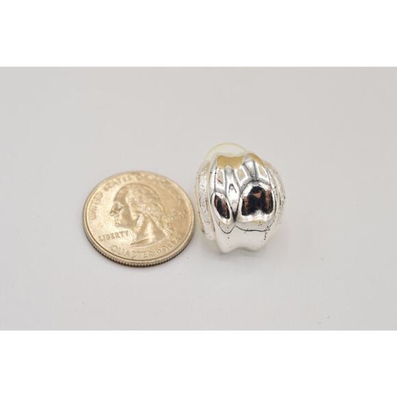 Givenchy Vintage Earrings Silver Drop Metallic Shiny Textured Signed 1980s BinZ - Picture 10 of 10